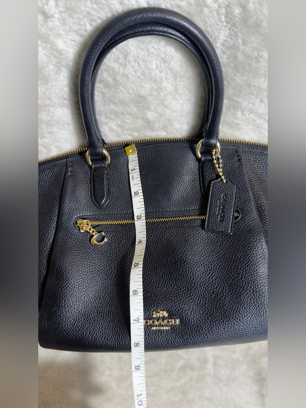 COACH Black Elise Satchel Pebbled Leather Crossbody Shoulder Bag Gold Hardware 7 - Picture 13 of 16
